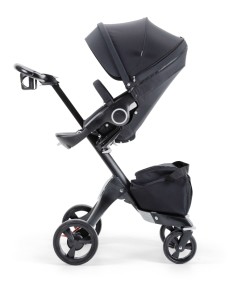 Stokke® Xplory® with Stokke® Stroller Seat, True Black.