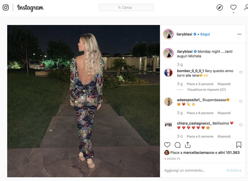 Ilary Blasi in Sofia Alemani: boom di likes