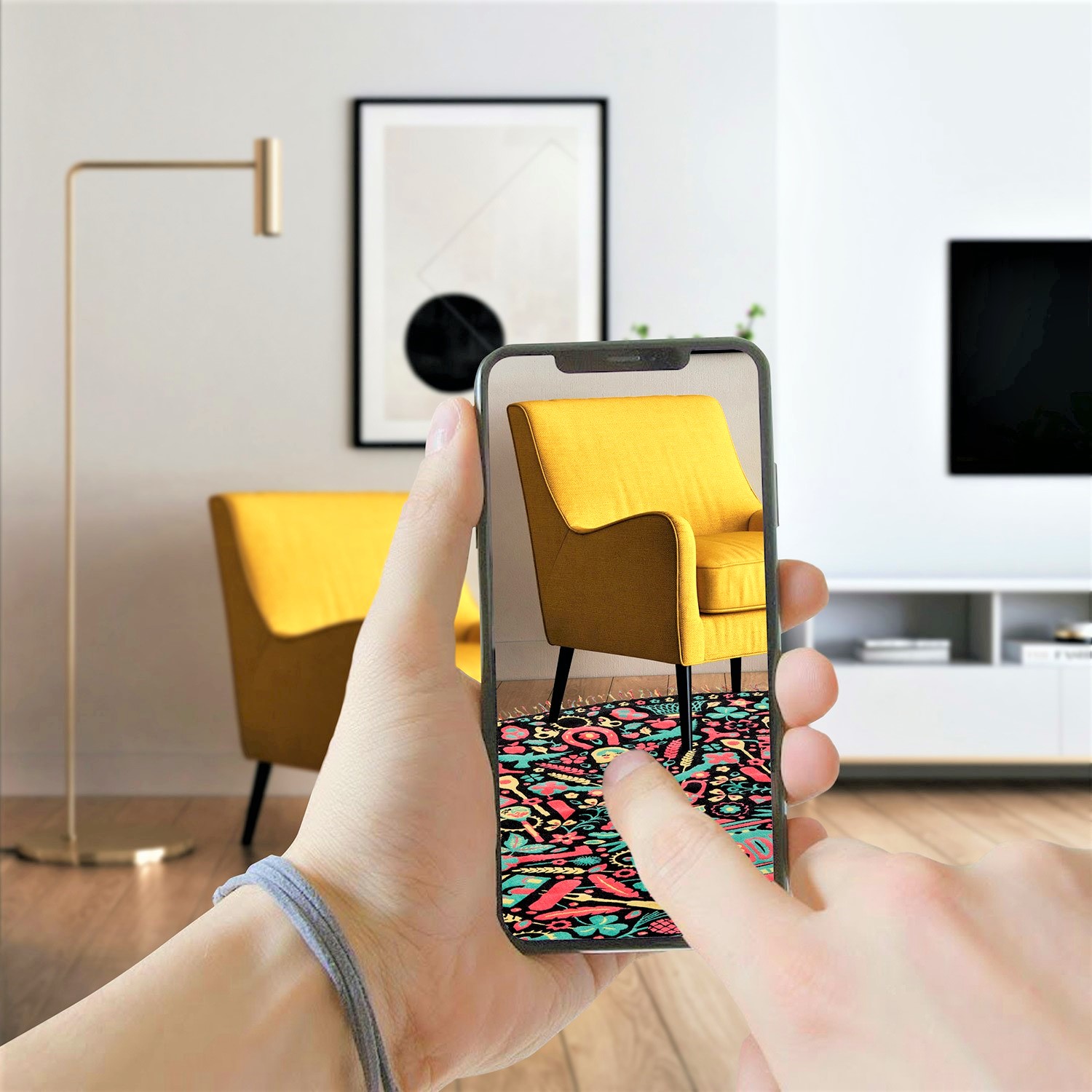 Con la nuova AR, i tappeti di NODUS come a casa