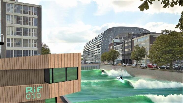 Rif010 a Rotterdam, la prima piscina a onde del mondo all’aperto nel centro di una città