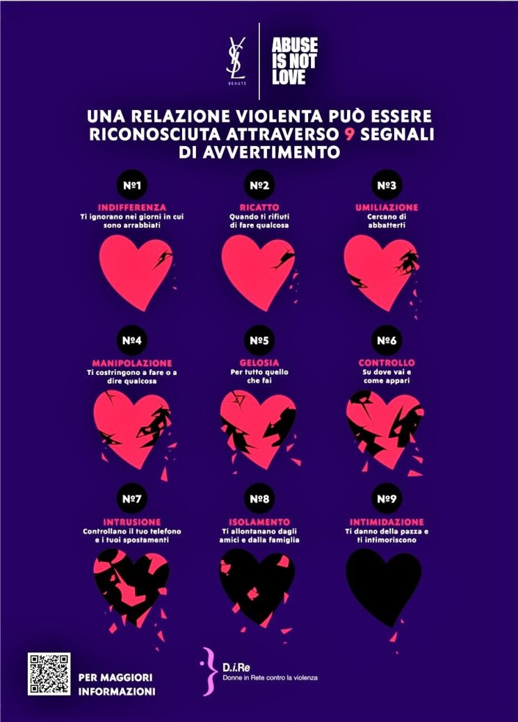 Prosegue in Italia il Progetto Abuse is Not Love di YSL Beauty Contro la Violenza sulle Donne