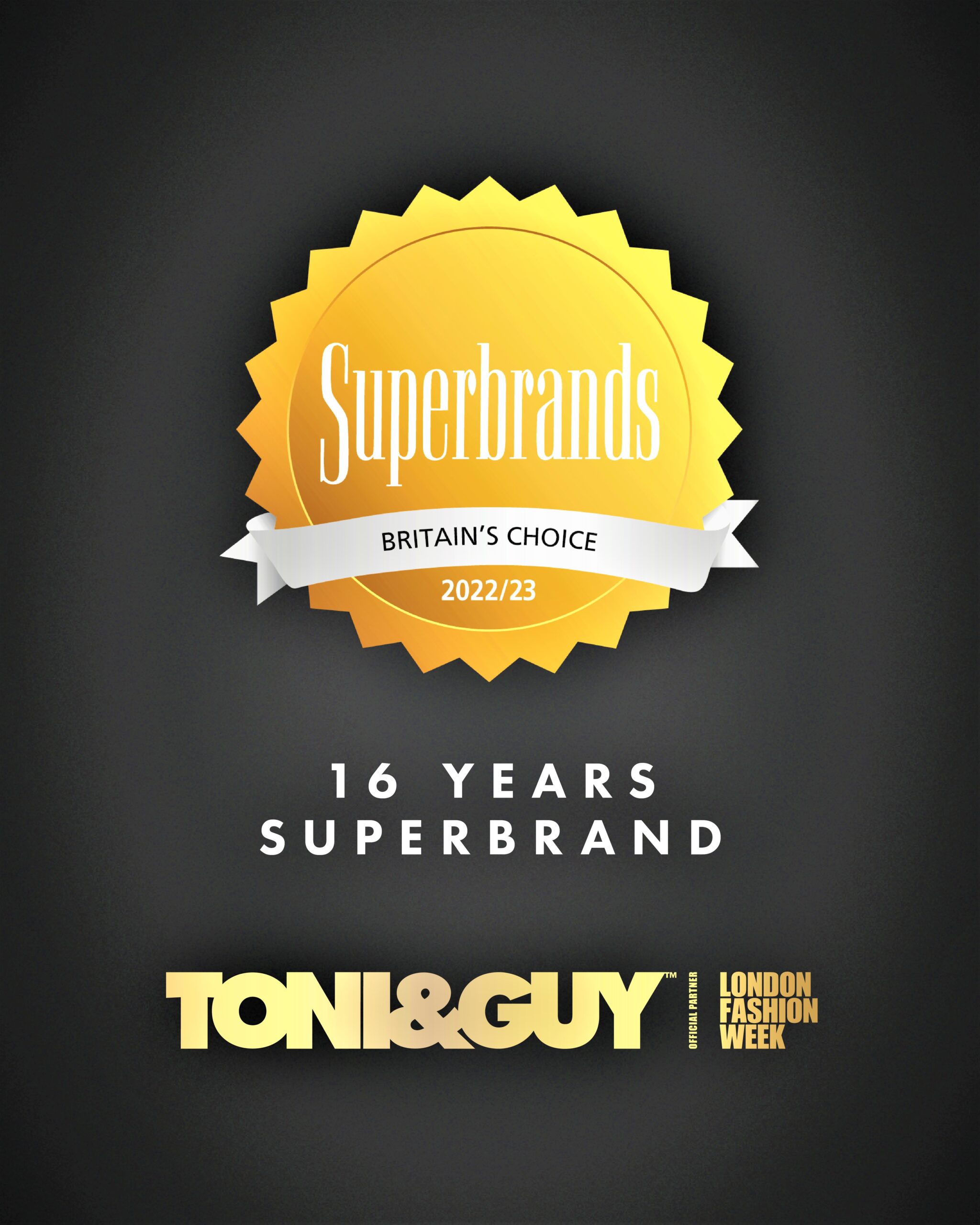 Toni&Guy si aggiudica il premio di SuperBrand per il 16°anno consecutivo
