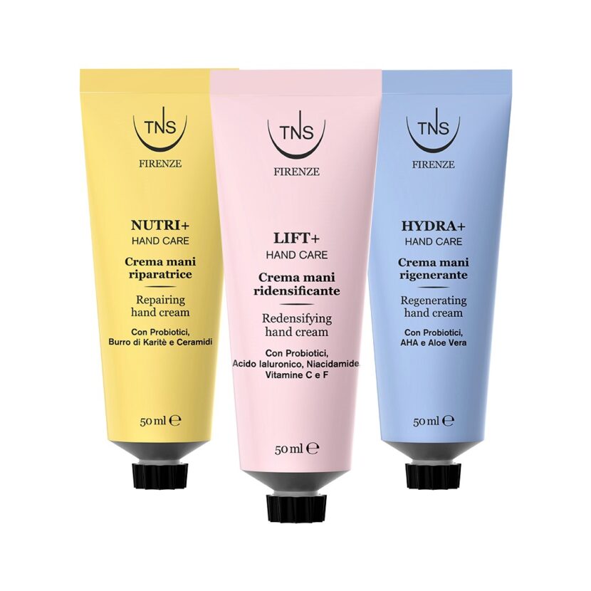 Creme Mani TNS Firenze NUTRI+, LIFT+ e HYDRA+ per mani straordinariamente protette