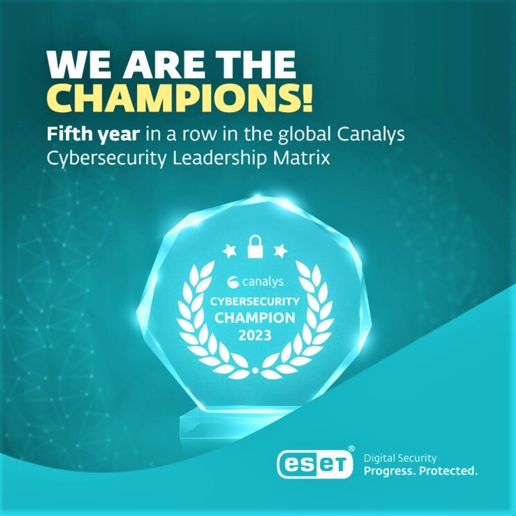 ESET si conferma Champion nella Global Cybersecurity Leadership Matrix 2023 di Canalys