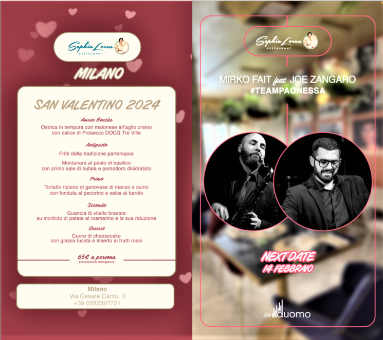 San Valentino al Sophia Loren Restaurant di Milano